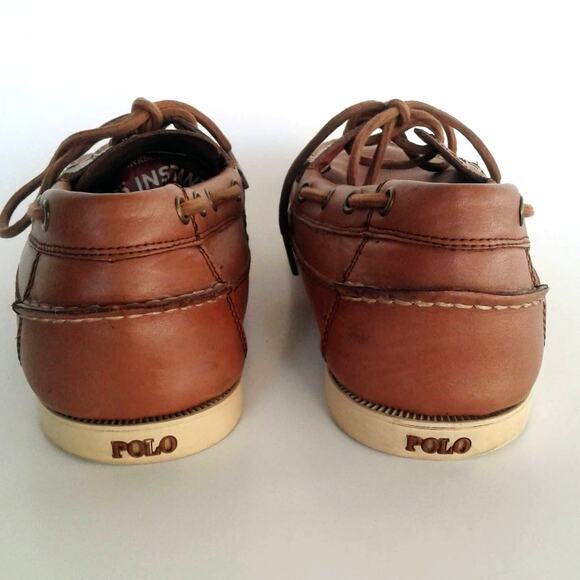 Polo Ralph Lauren Barx Tan Brown Leather Men\'s Boat Loafer Shoes 11D main image 12